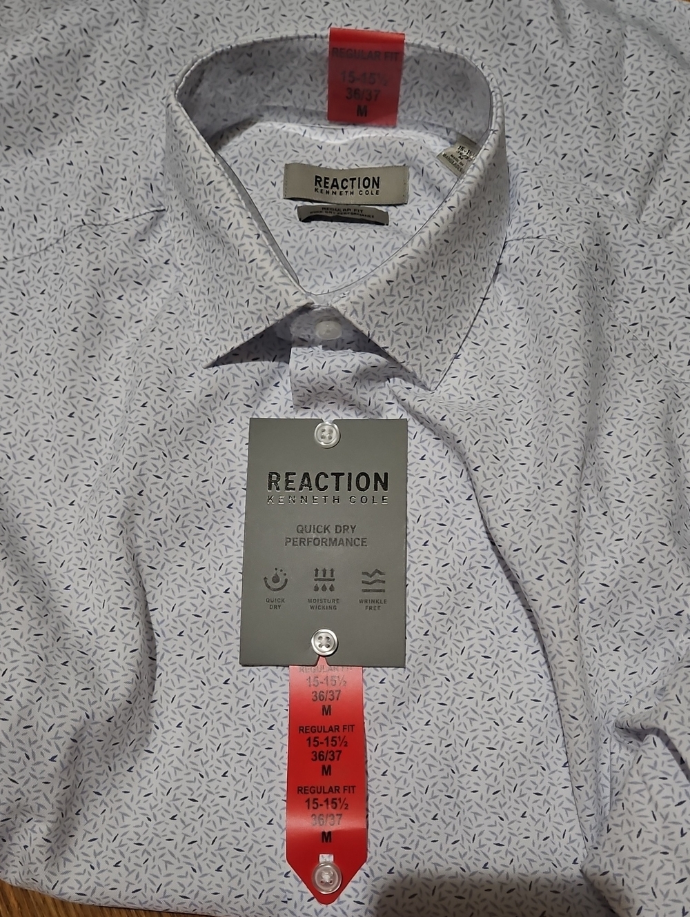 Reaction Kenneth Cole White Dress Shirt With Blue Print